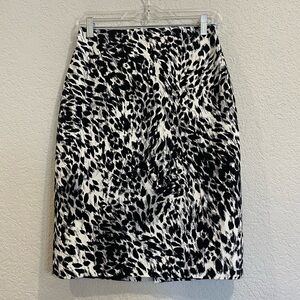 St. John Black and White Animal Print Pencil Skirt